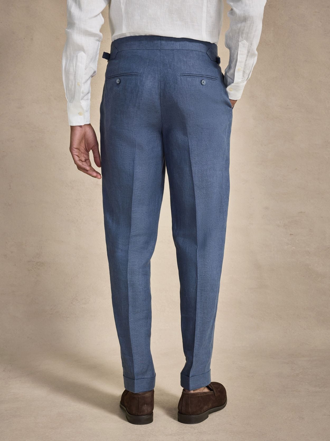 John Henric Men's Blue Linen Trousers Size 44