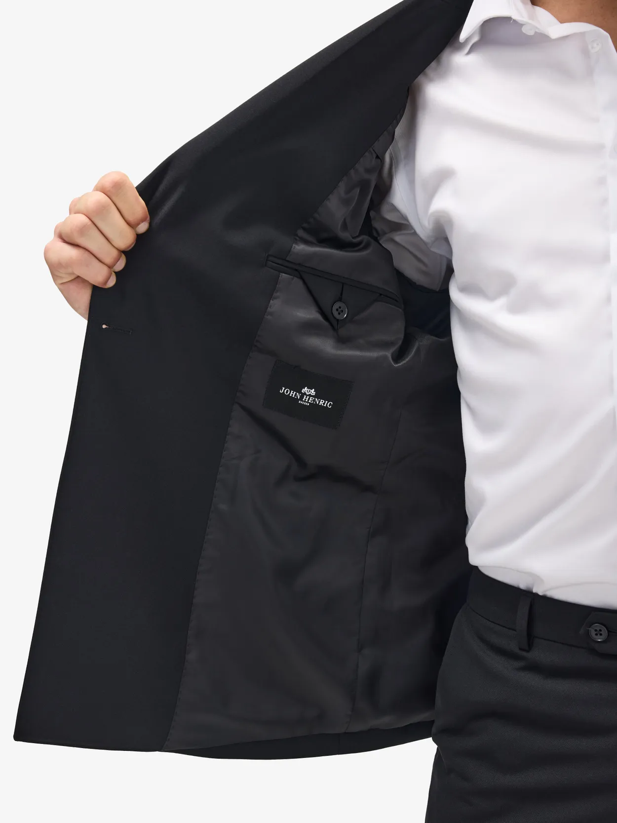 Image number 4 for product Sort Dobbeltradet Jakkesæt Uldstretch