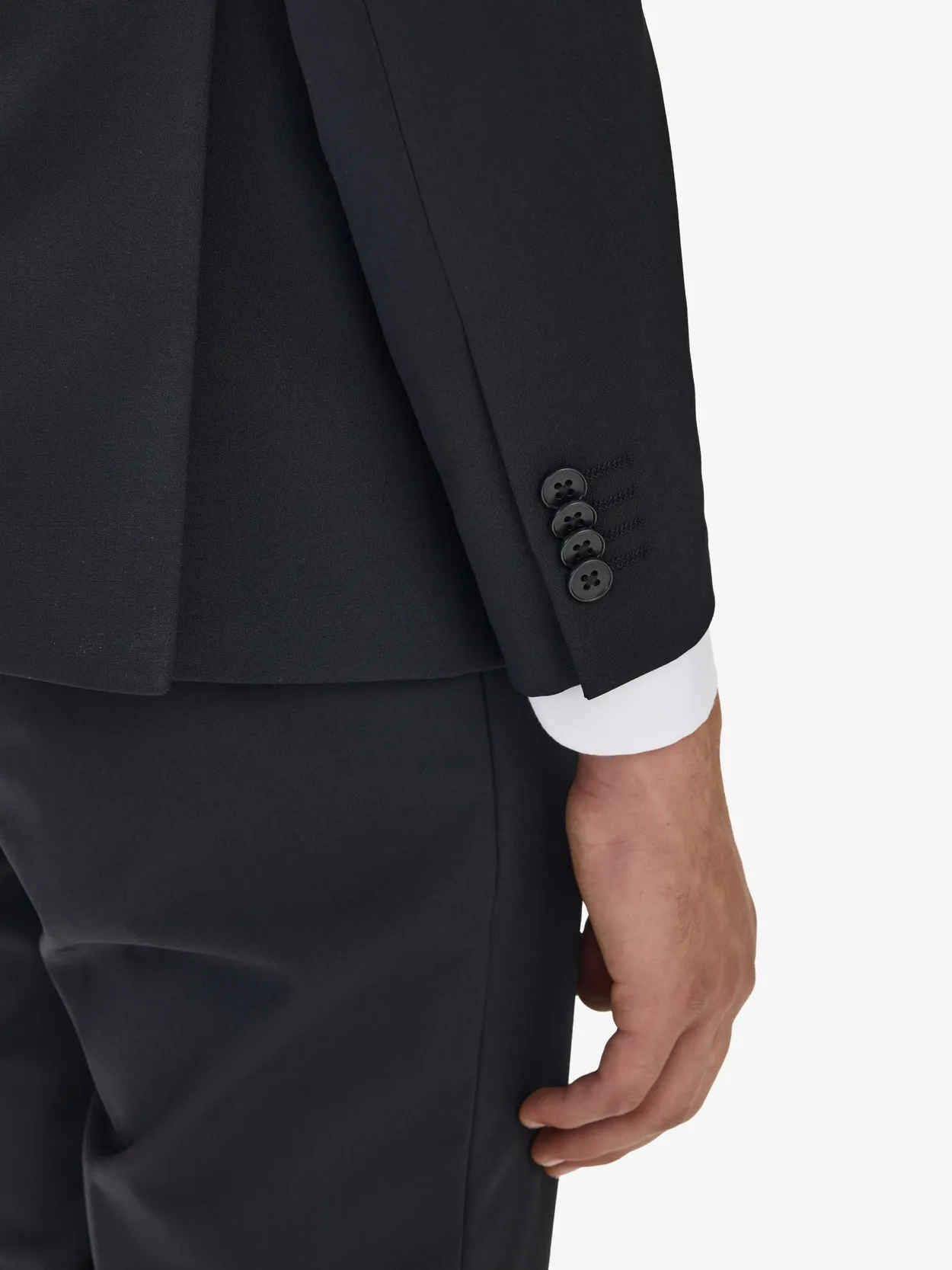 Image number 5 for product Sort Dobbeltradet Jakkesæt Uldstretch