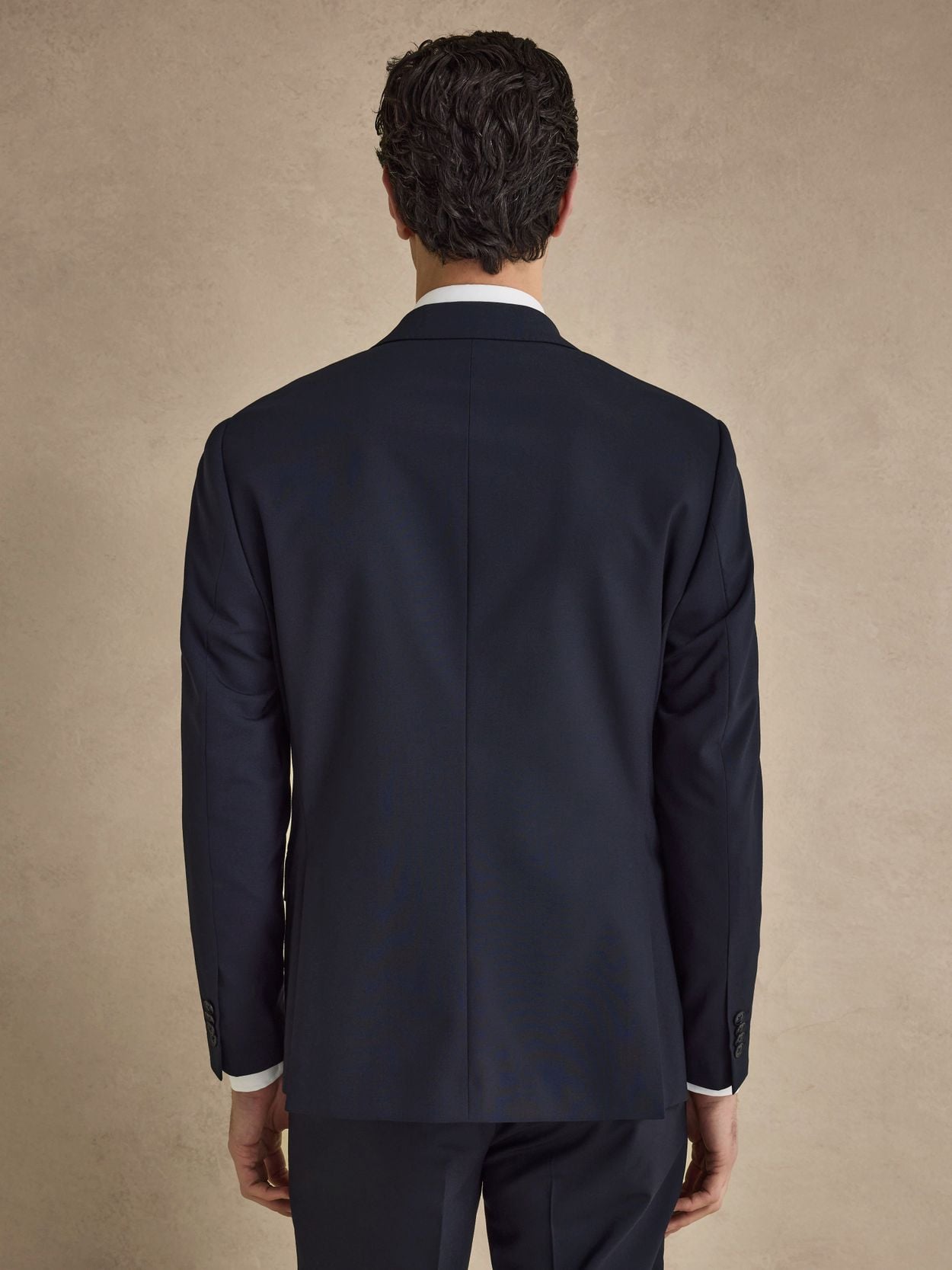 Image number 4 for product Costume Croisé Bleu en Laine Stretch Mélangée