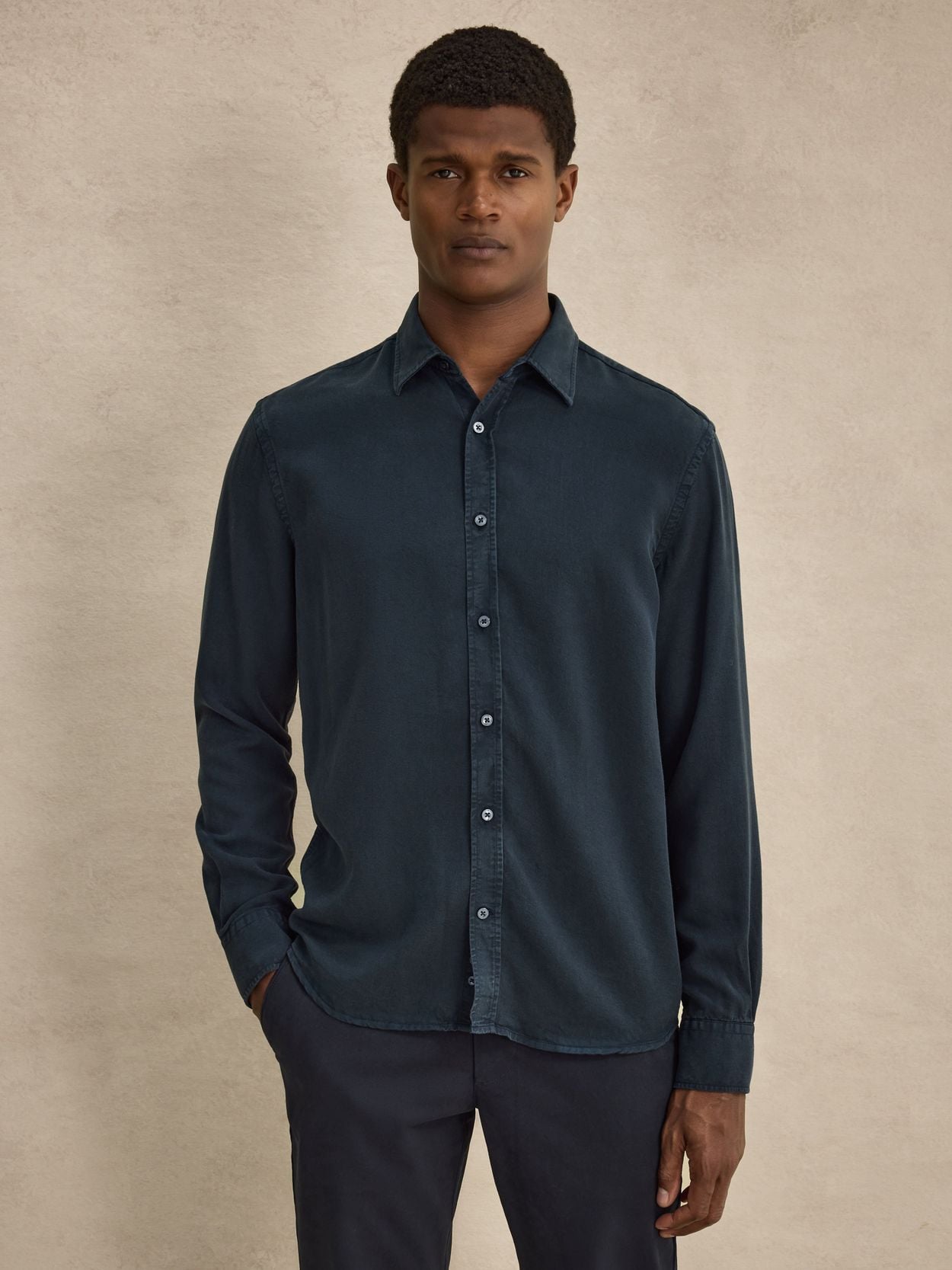 dark navy dress shirt goTIELESS Ultimate Dress Shirt (Navy)