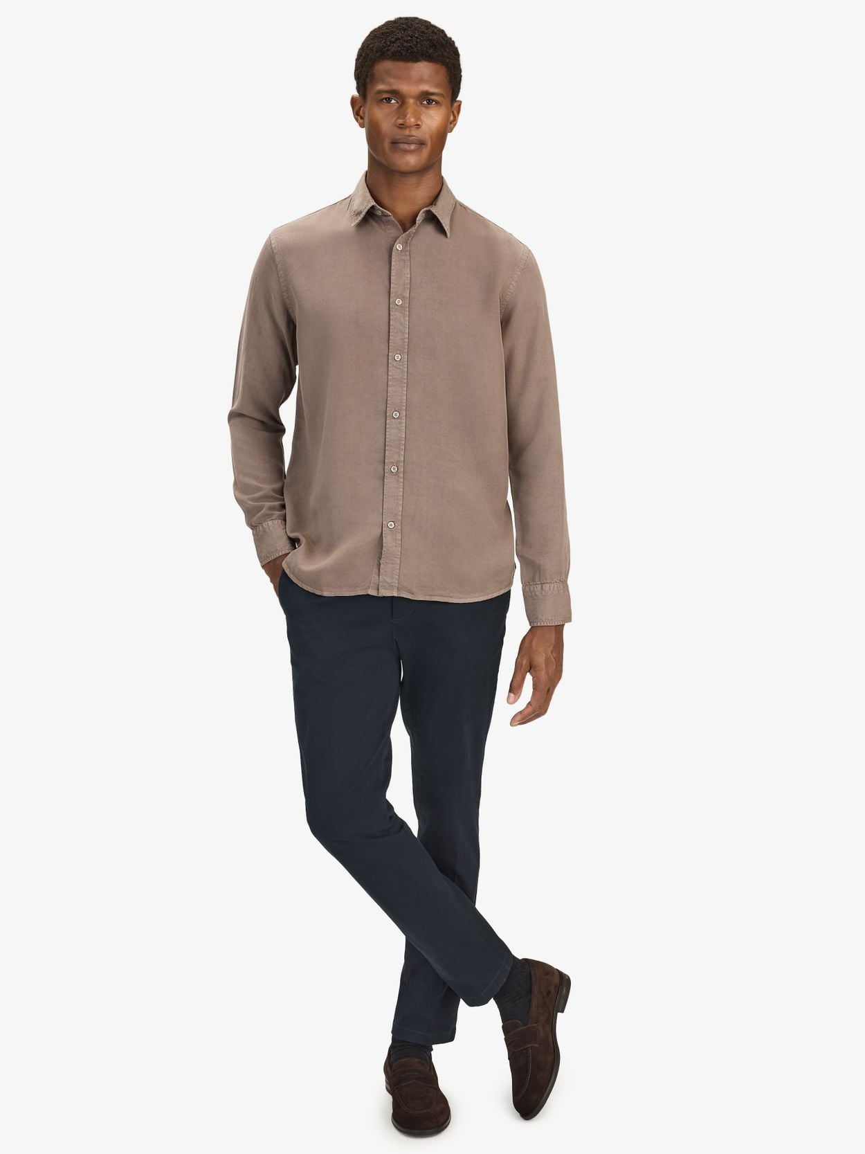red long sleeve dress shirt men Slim Fit Button-Down Collar Long Sleeve Shirt, Classic I Solid