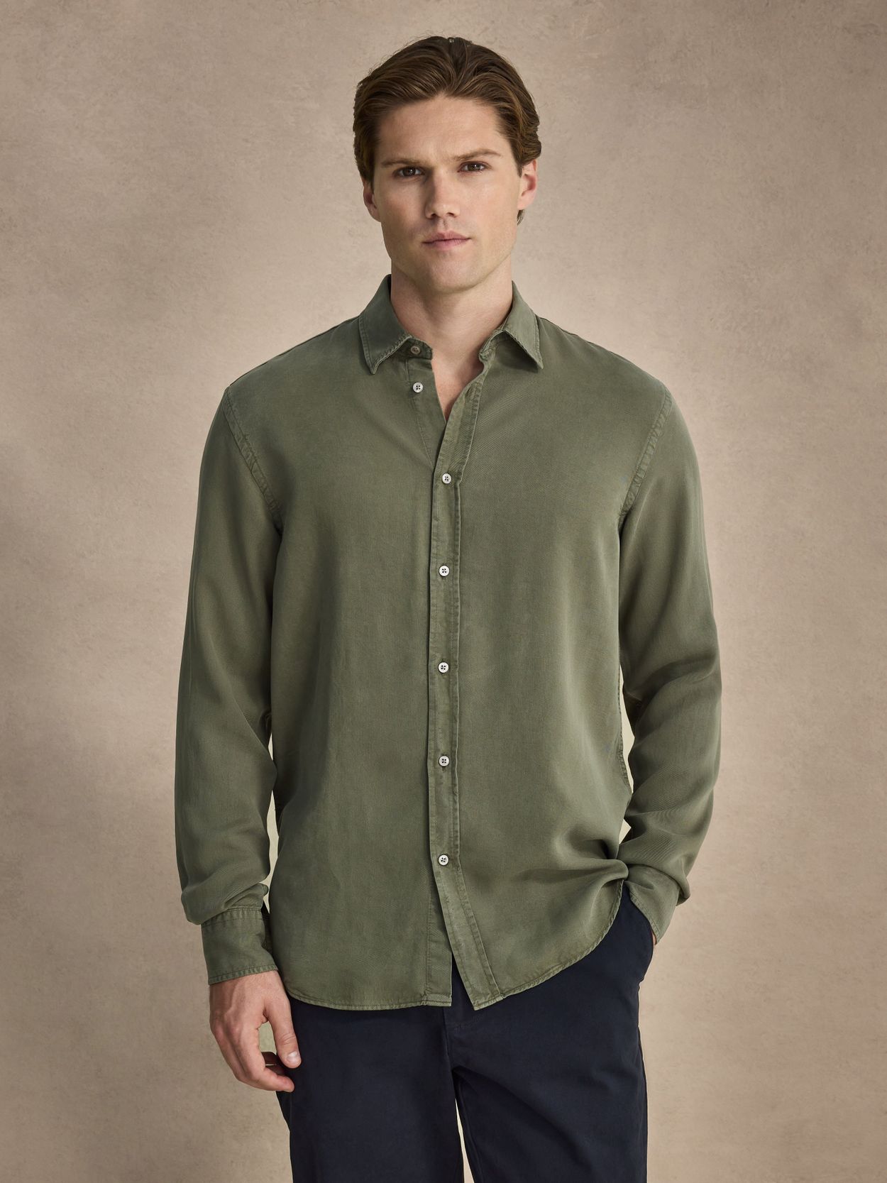 Green Lyocell Shirt - Lyocell Casual Fit - Buy online