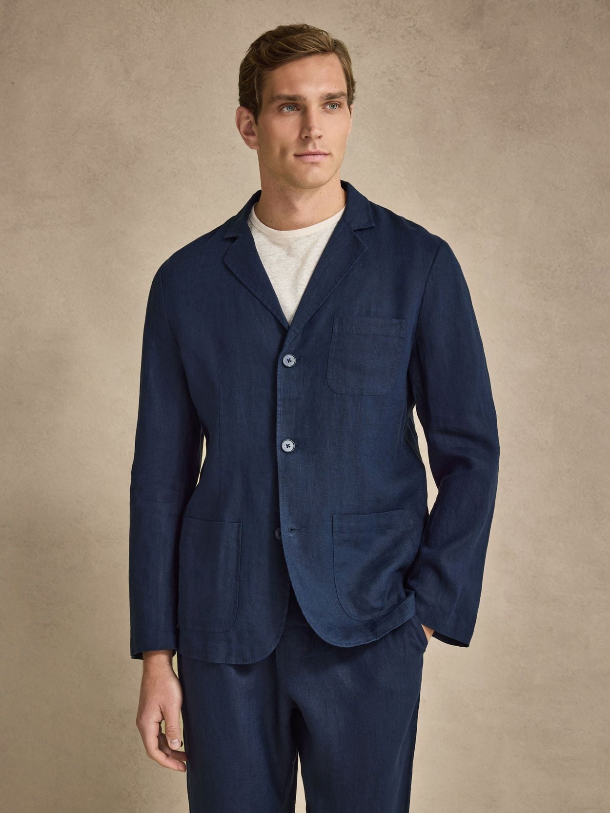 Navy Blue Blazer Relaxed Fit - Linen Relaxed Fit - Buy online | John Henric