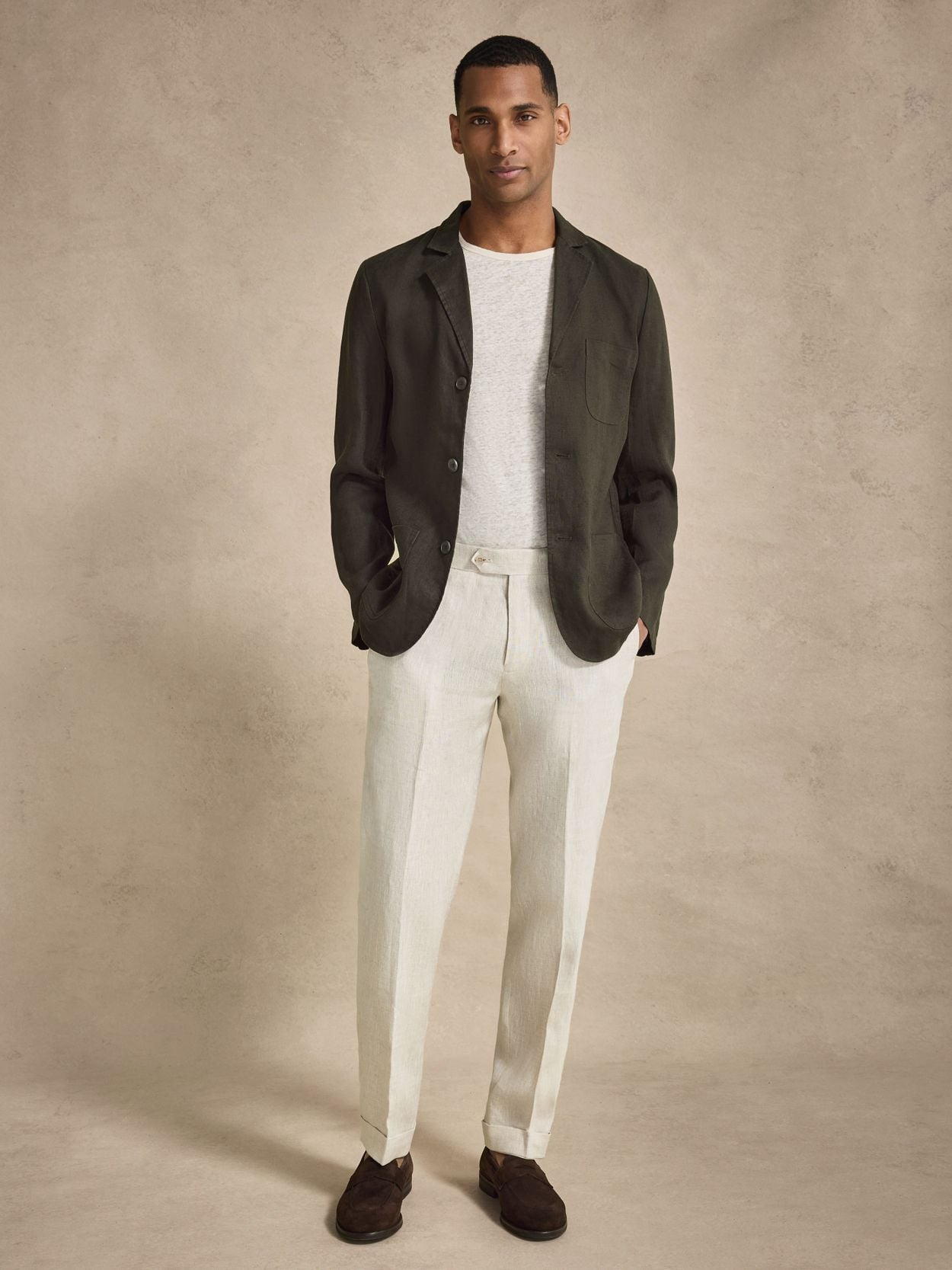 Dark Green Linen Blazer - Linen Relaxed Fit - Buy online | John Henric
