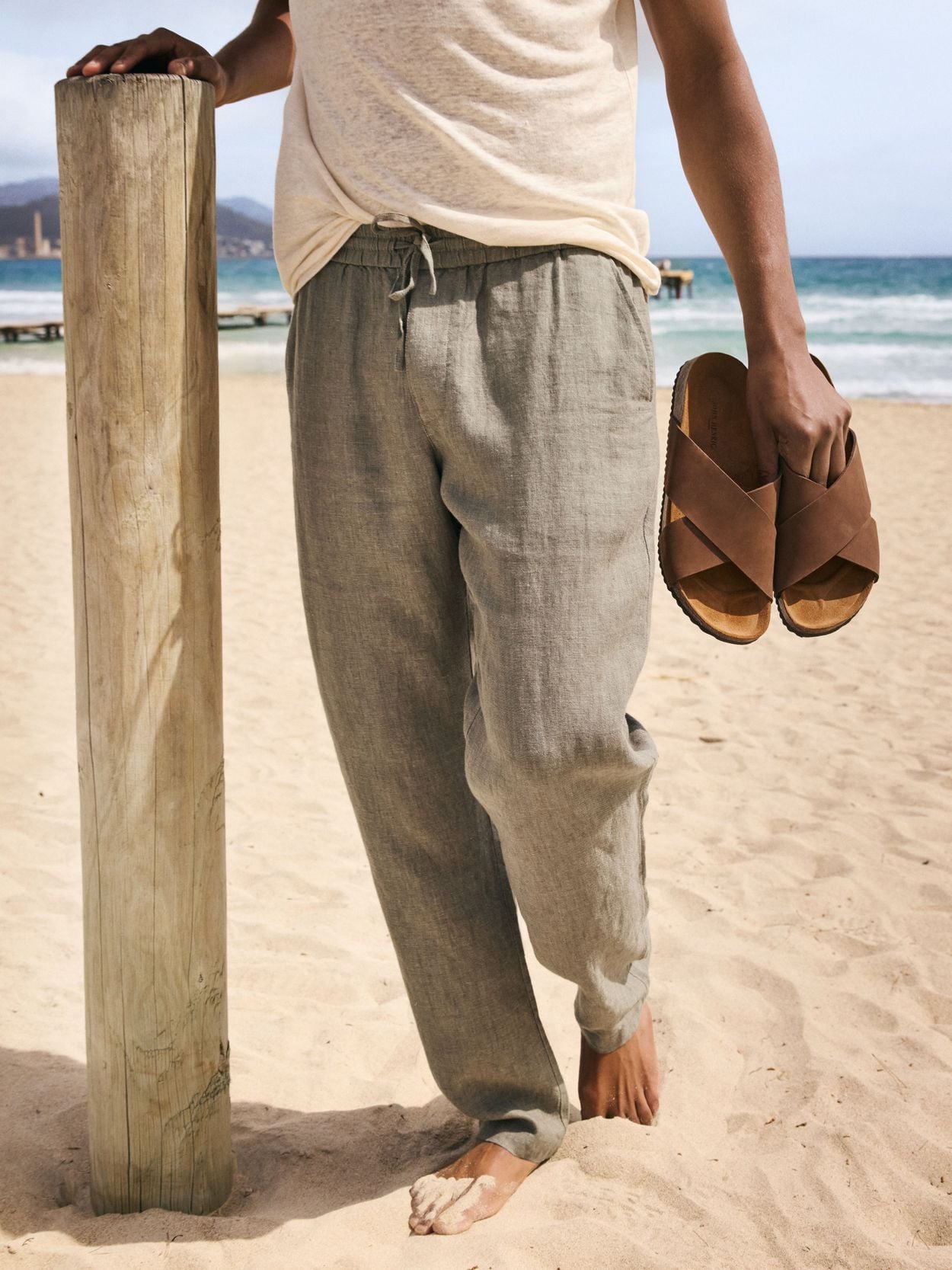 Green Trousers Relaxed Fit - Linen Relaxed Fit - Buy online | John