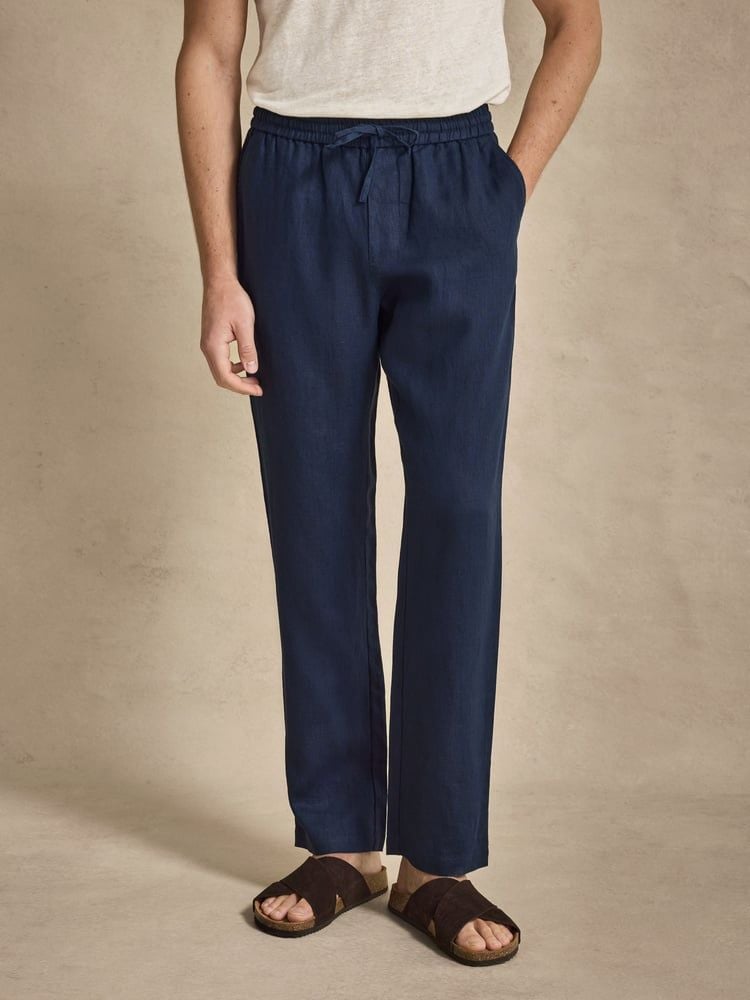 Navy Blue Linen Trousers