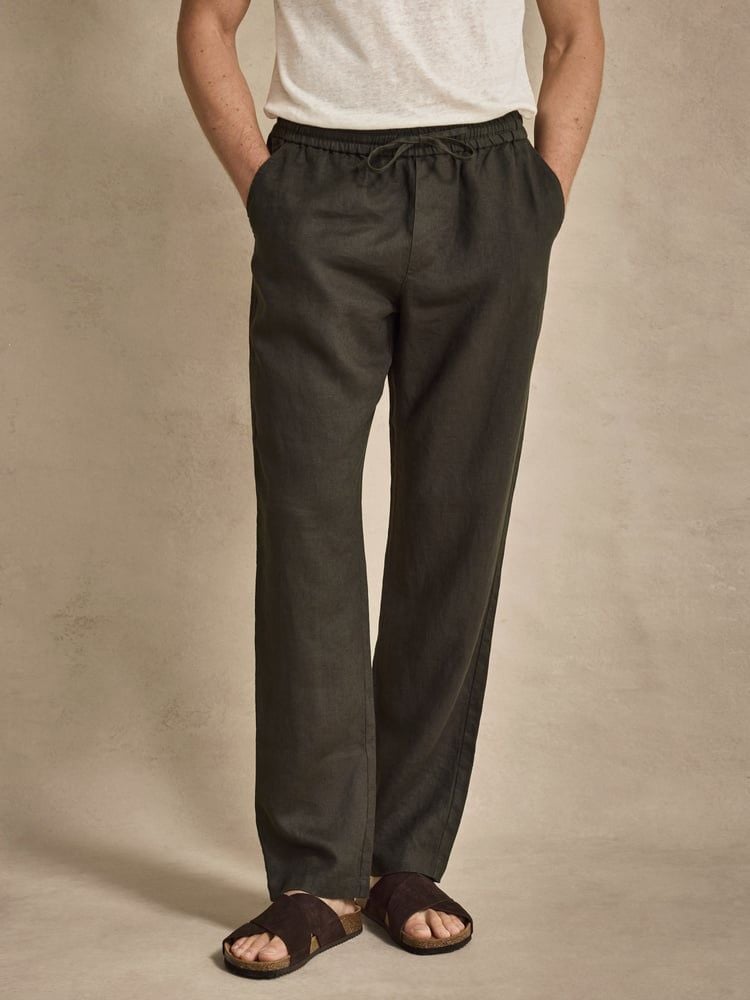 Dark Green Linen Trousers