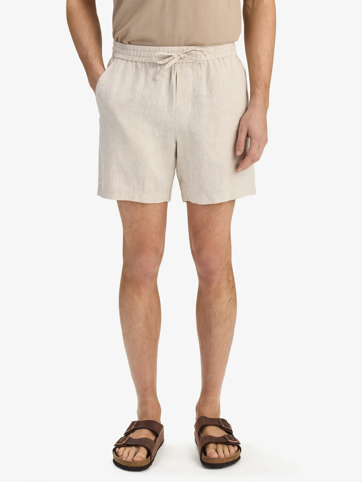 Sand Kordelzugshorts Leinen