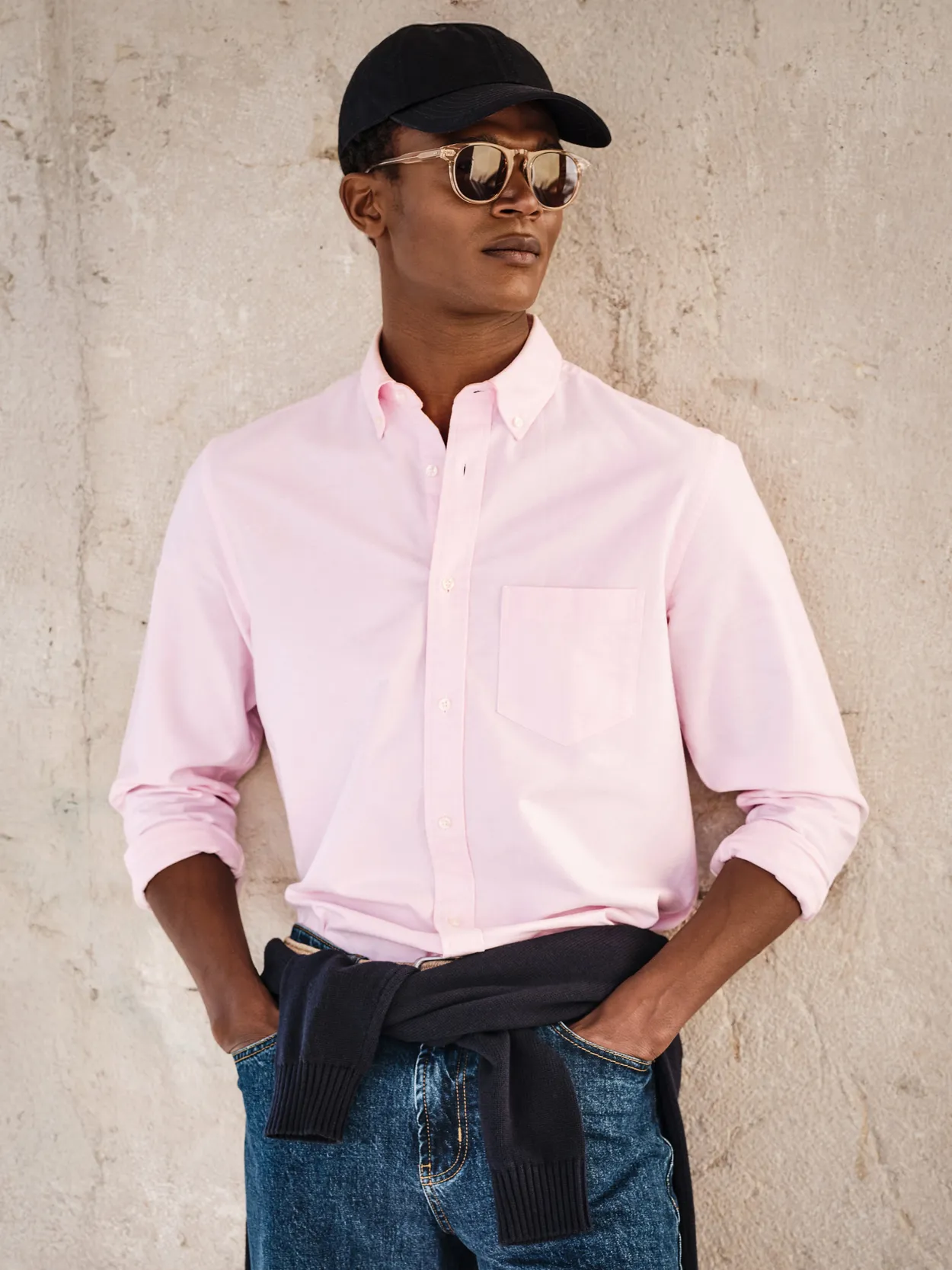 Light Pink Cotton Solid Casual Fit Oxford Shirt