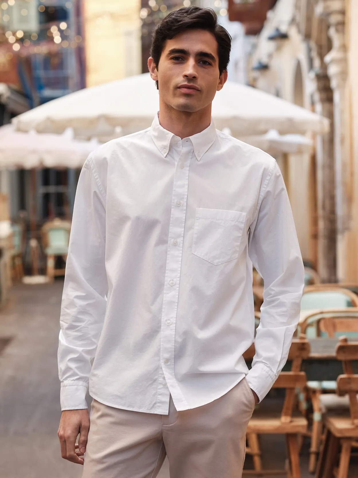 White Cotton Casual Fit Poplin Shirt