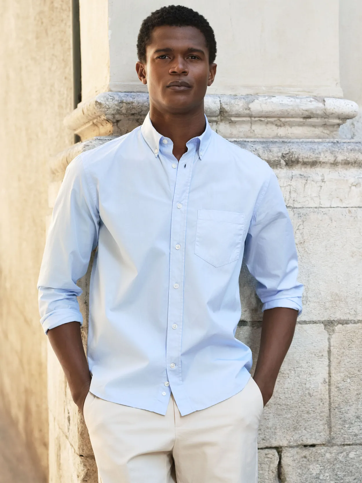 Chemise Coupe Décontractée Bleue Coton