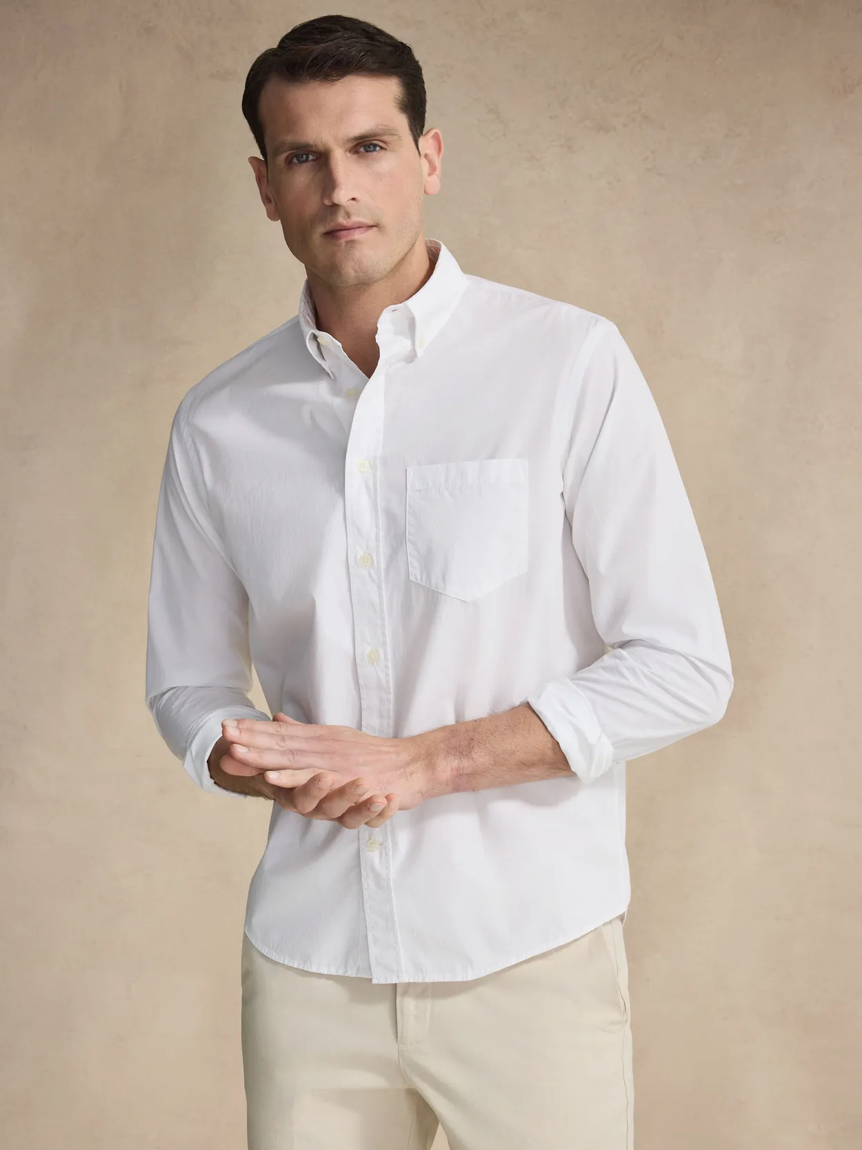 White Cotton Casual Fit Poplin Shirt