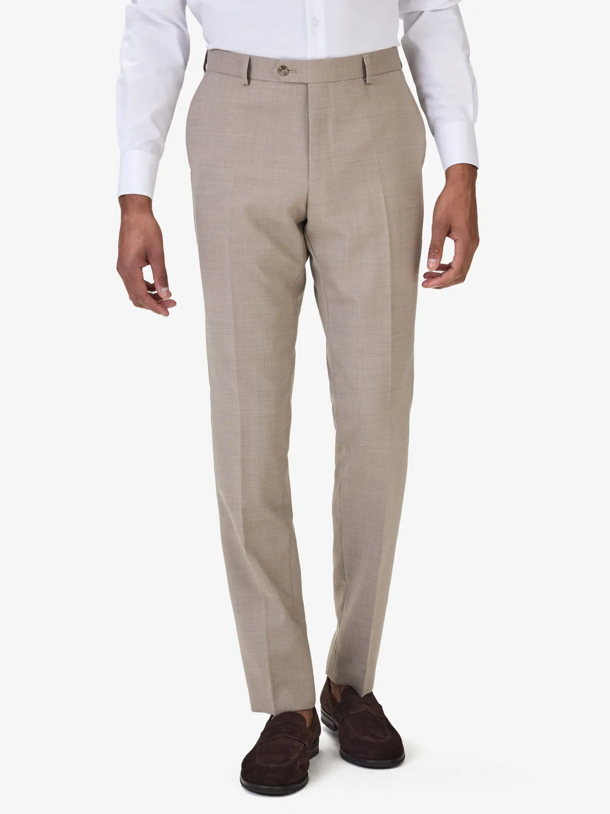 Beige Wool Blend Suit Pants