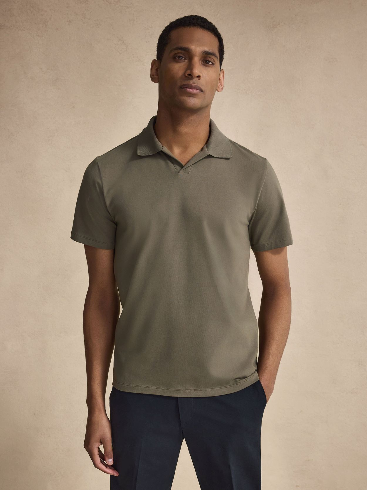 ★COOR★ Open Collar Cotton Polo Shirt (Green) Open Collar Polo Shirt - Buy online | John Henric
