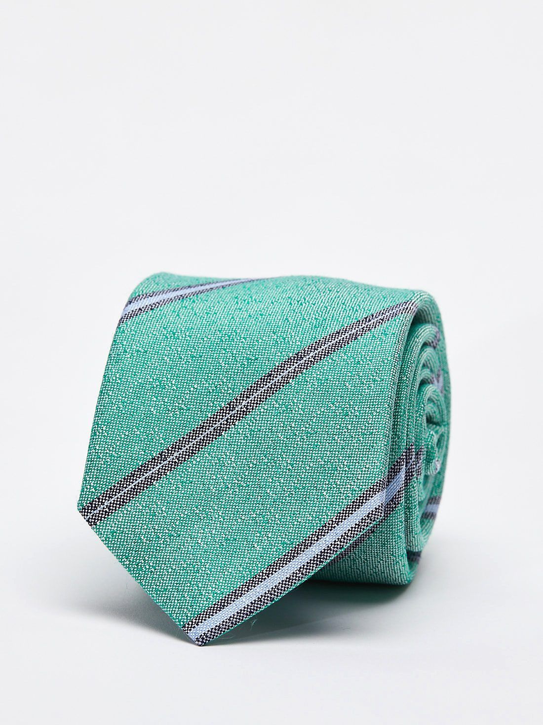 Green Tie Linen Multi Stripe 
