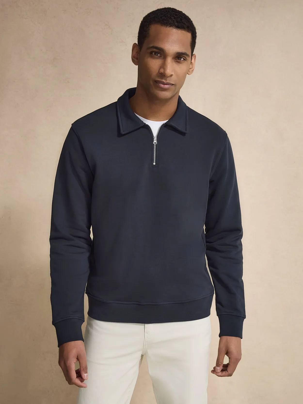 Navy Blue Long Sleeve Half Zip Sweatshirt