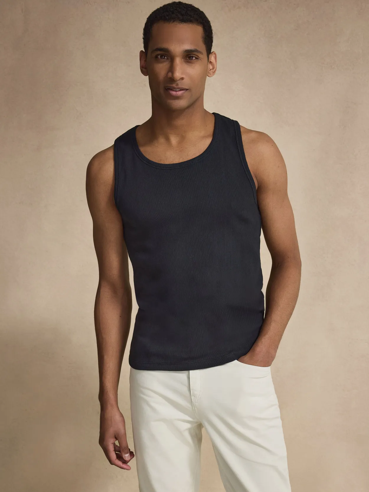 Black Cotton Tank Top