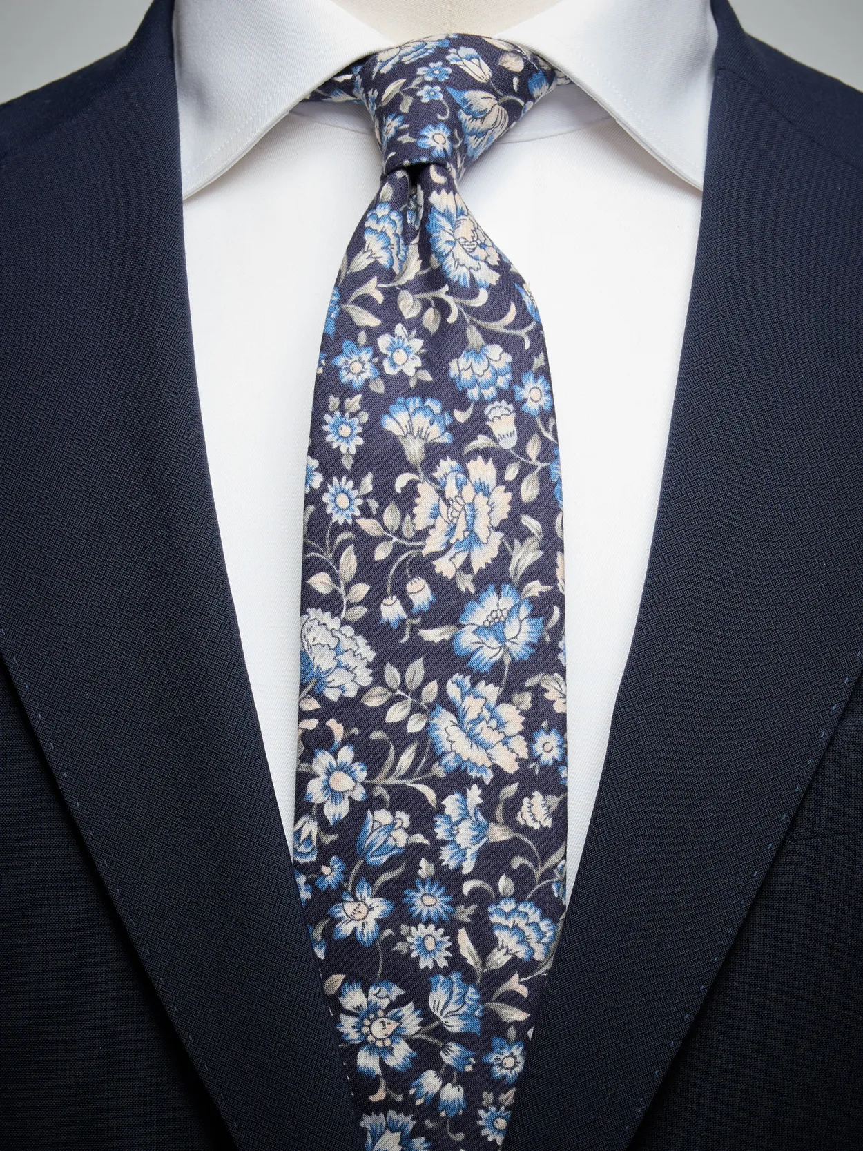 Navy Blue Tie Floral