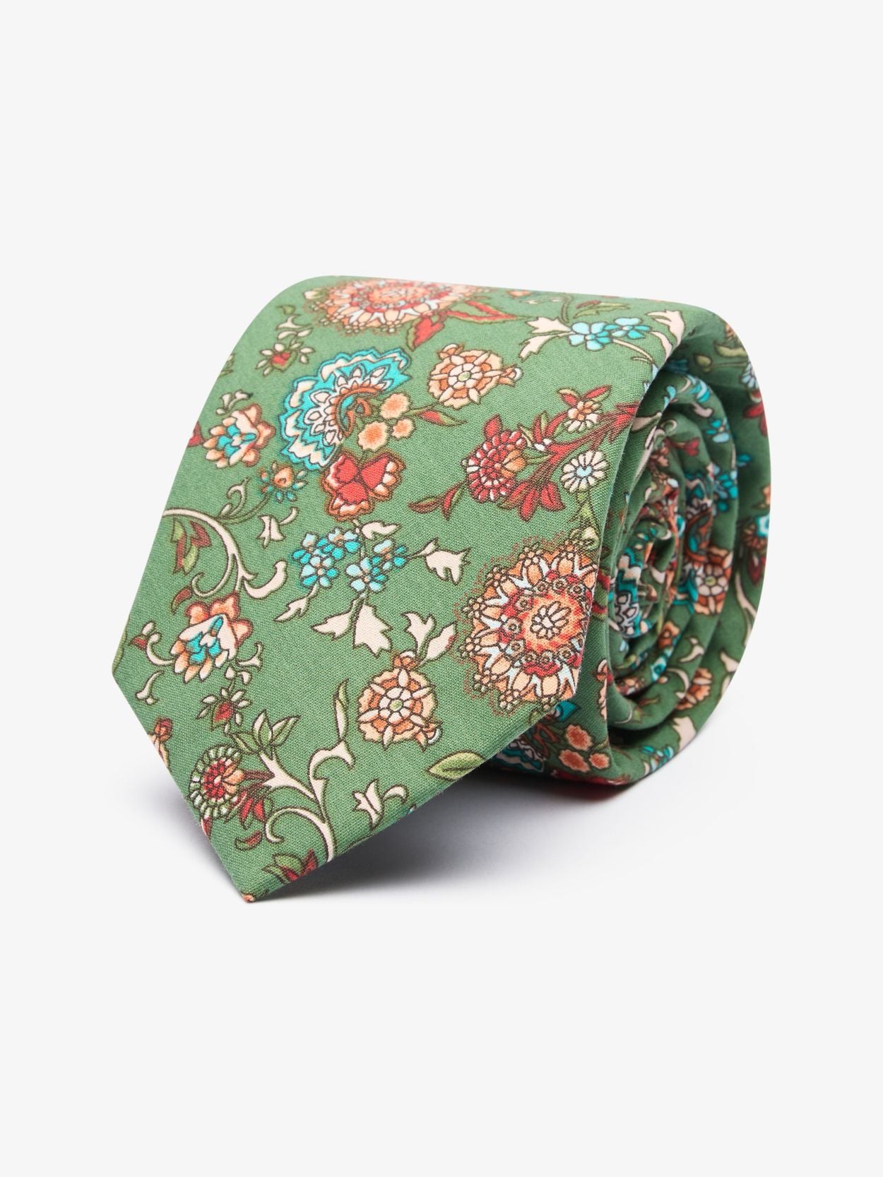 Cravate Manhattan Bleu Sarcelle à Motif Floral Abstrait - 57 Pouces, Polyester, Occasion