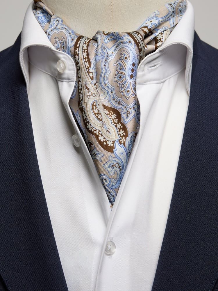 Men's Ascot Paisley Floral Jacquard Woven Gift Cravat Tie Square