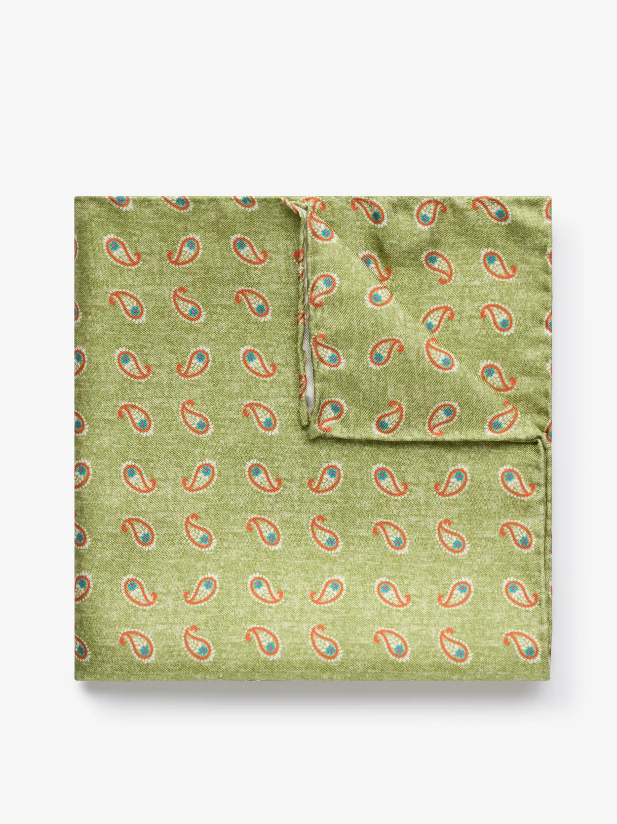 Green Paisley Pocket Square