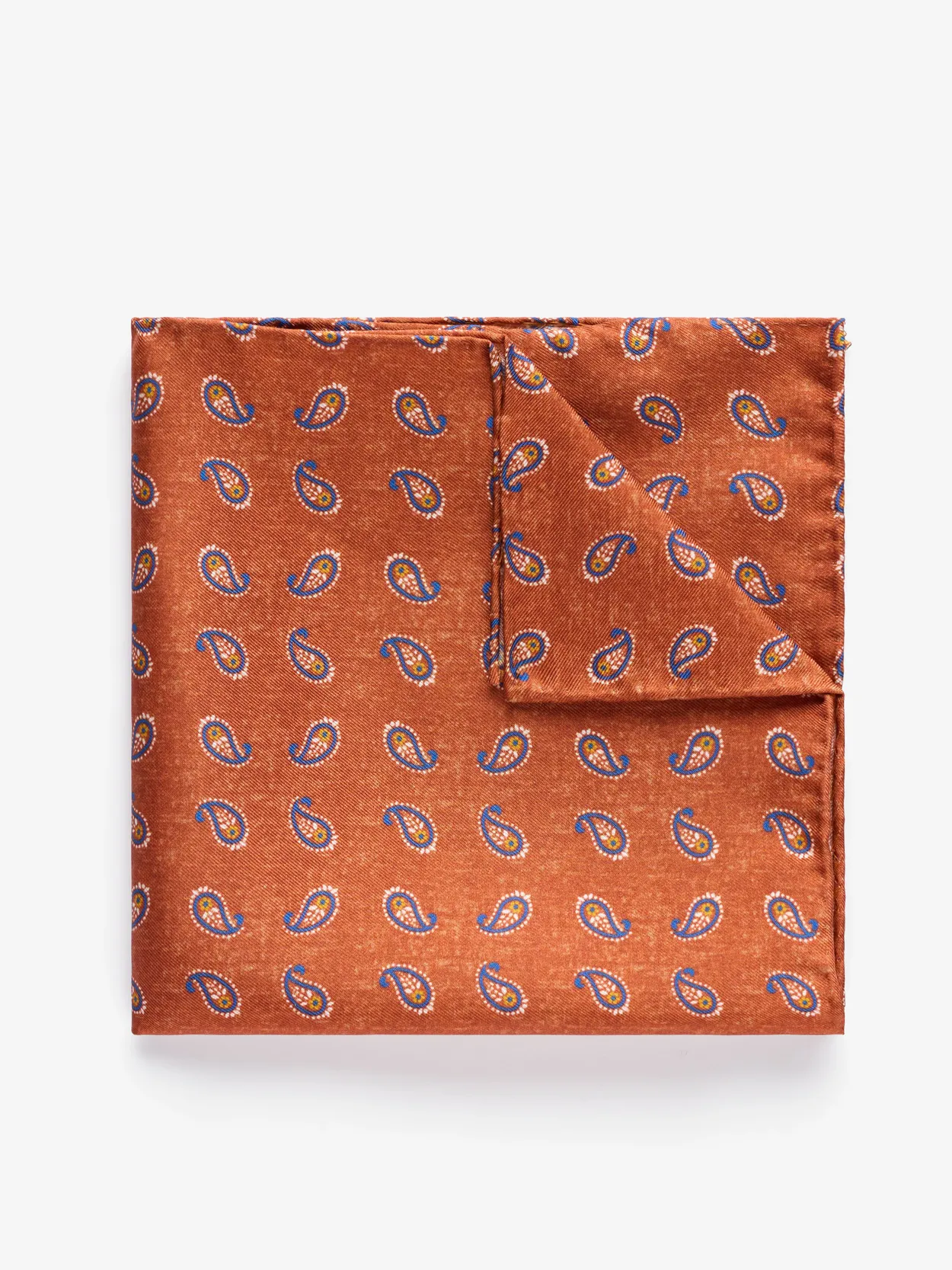 Terracotta Paisley Pocket Square