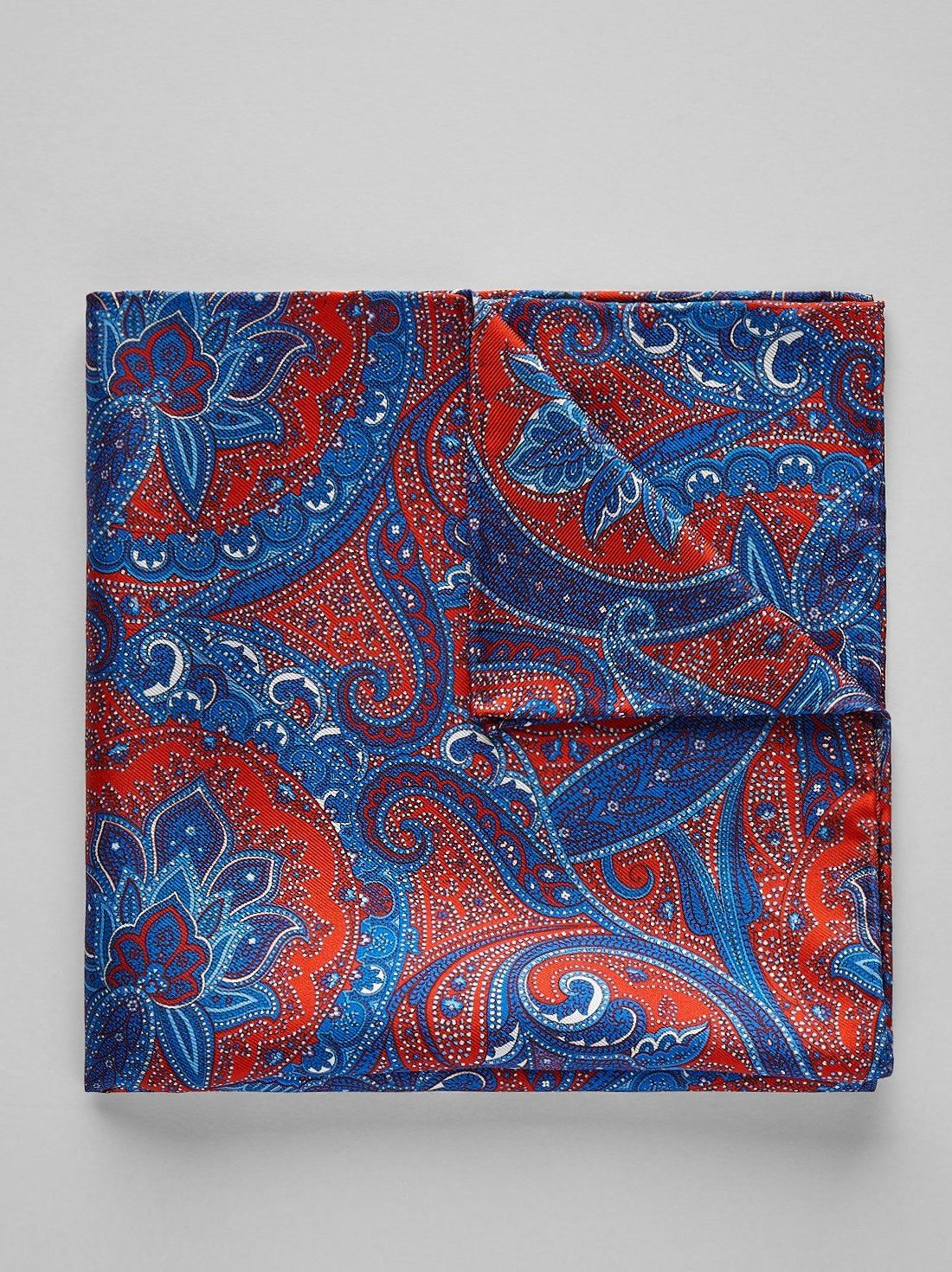 Red Pocket Square Paisley 