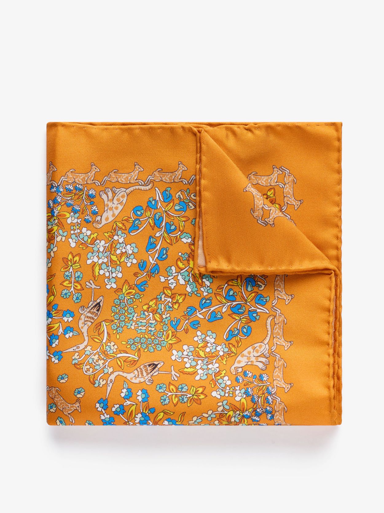 Orange Floral Pocket Square