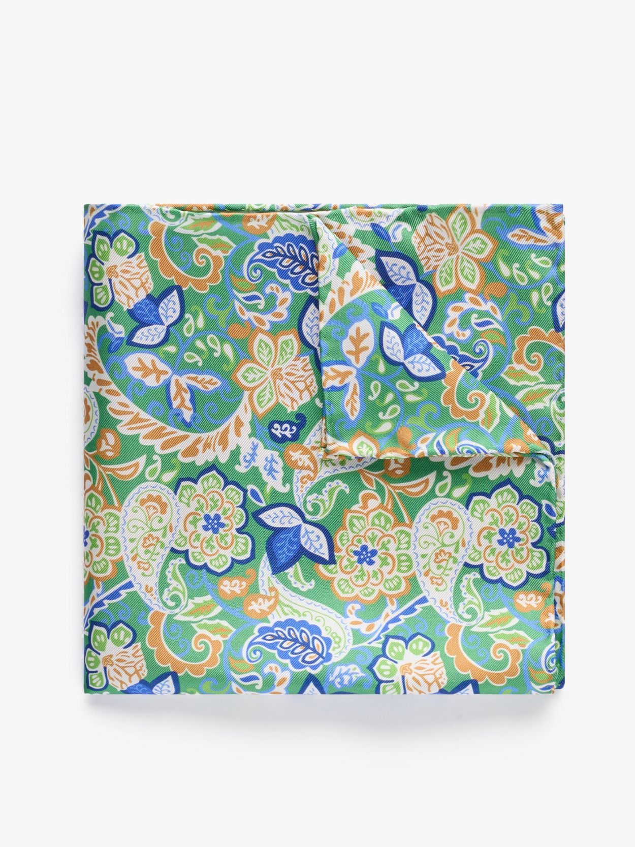 Green Floral Pocket Square