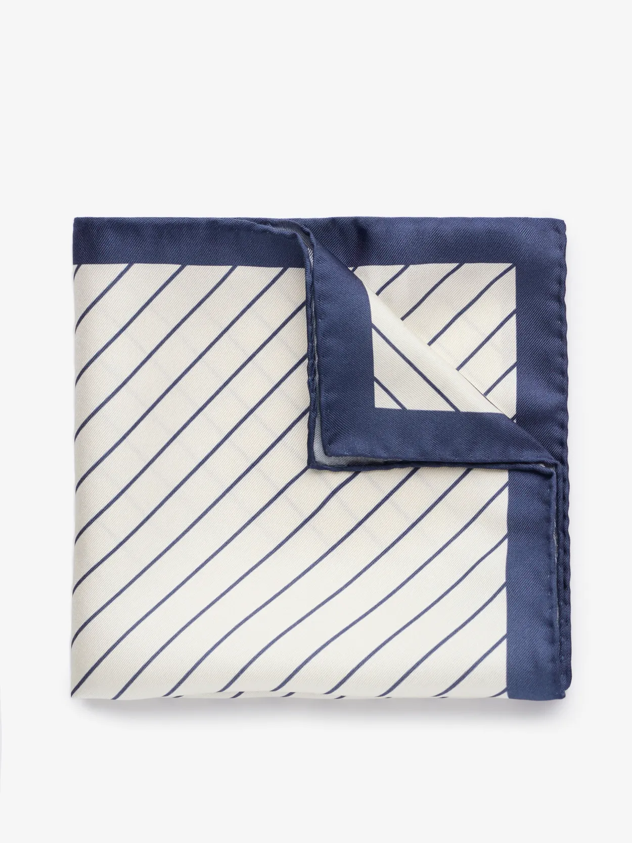 Beige & Dark Blue Pinstripe Pocket Square