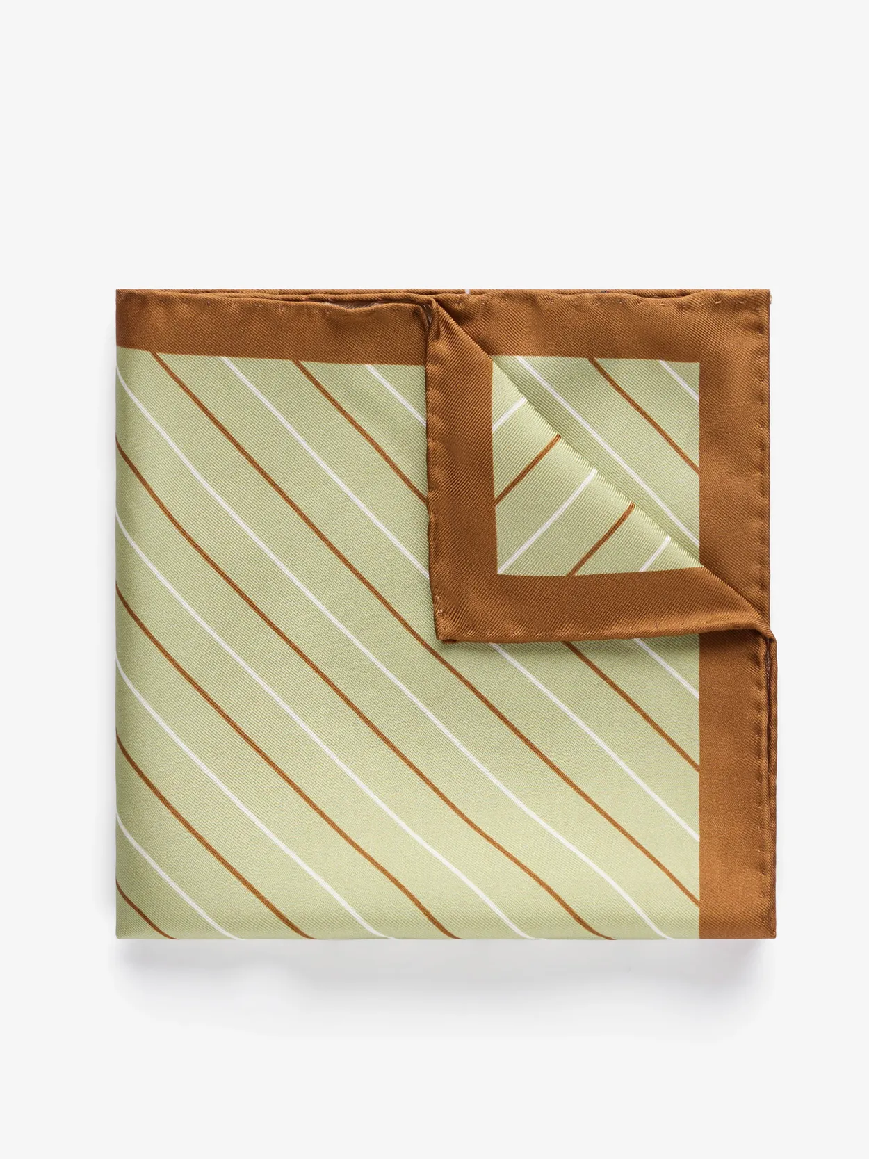 Light Green & Mid Brown Pinstripe Pocket Square