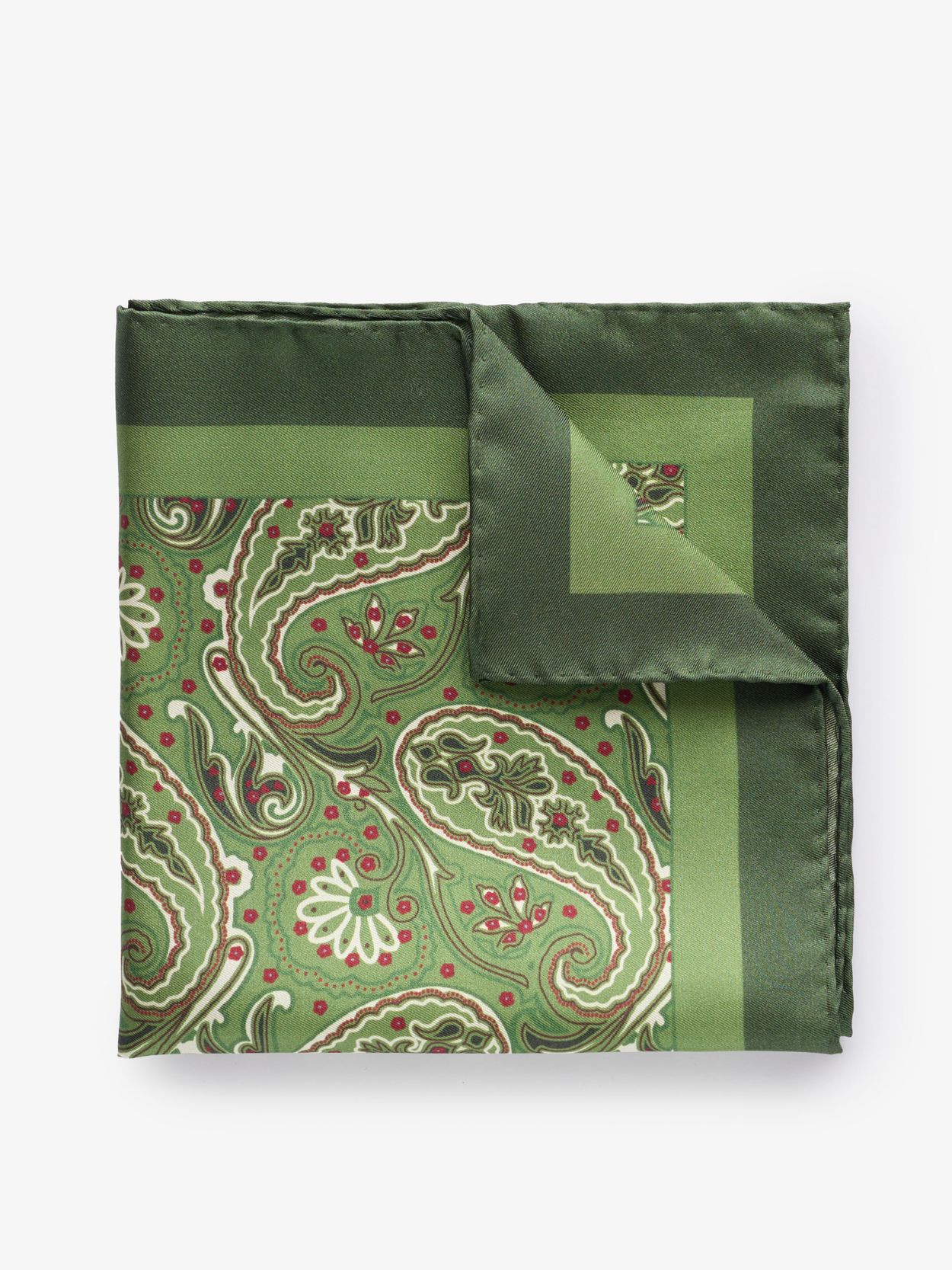 Green Paisley Pocket Square