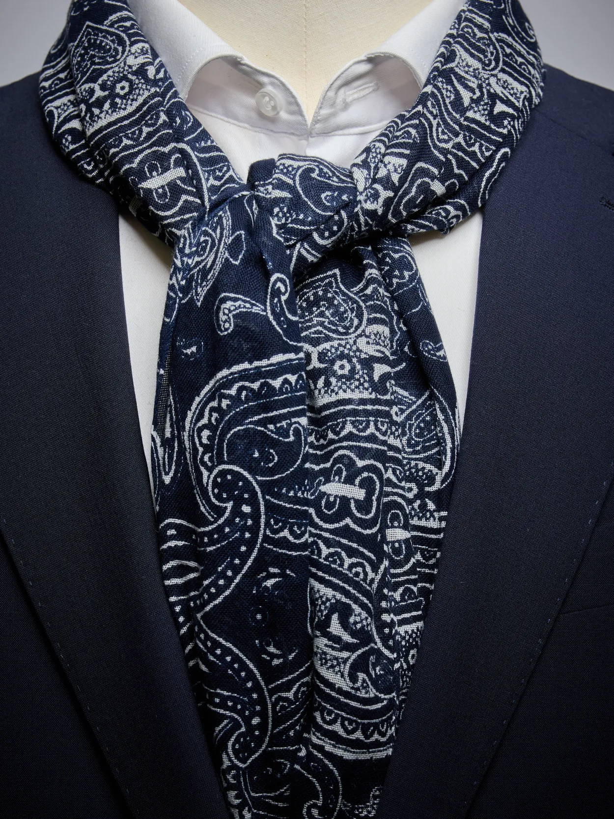 Navy Blue Paisley Scarf Cotton