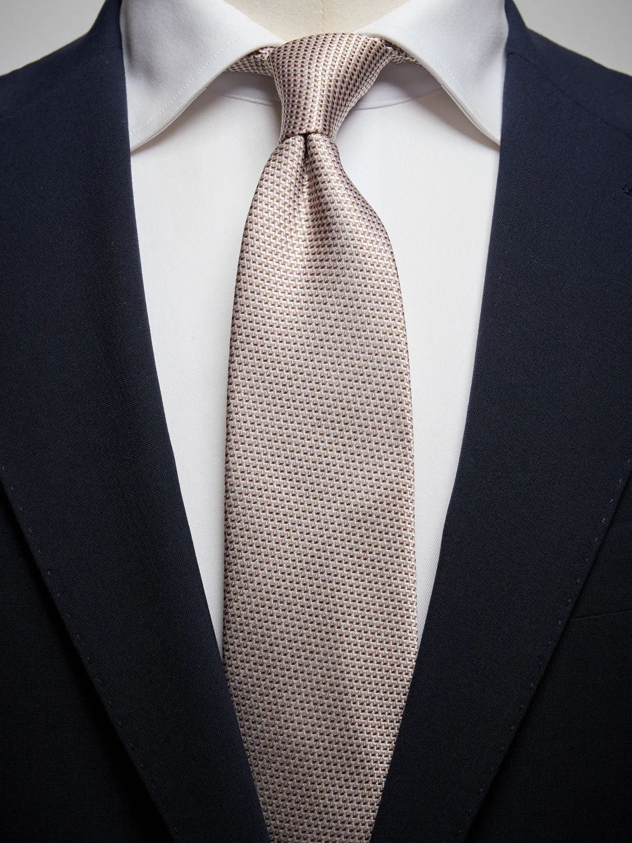 Beige Structure Tie Silk