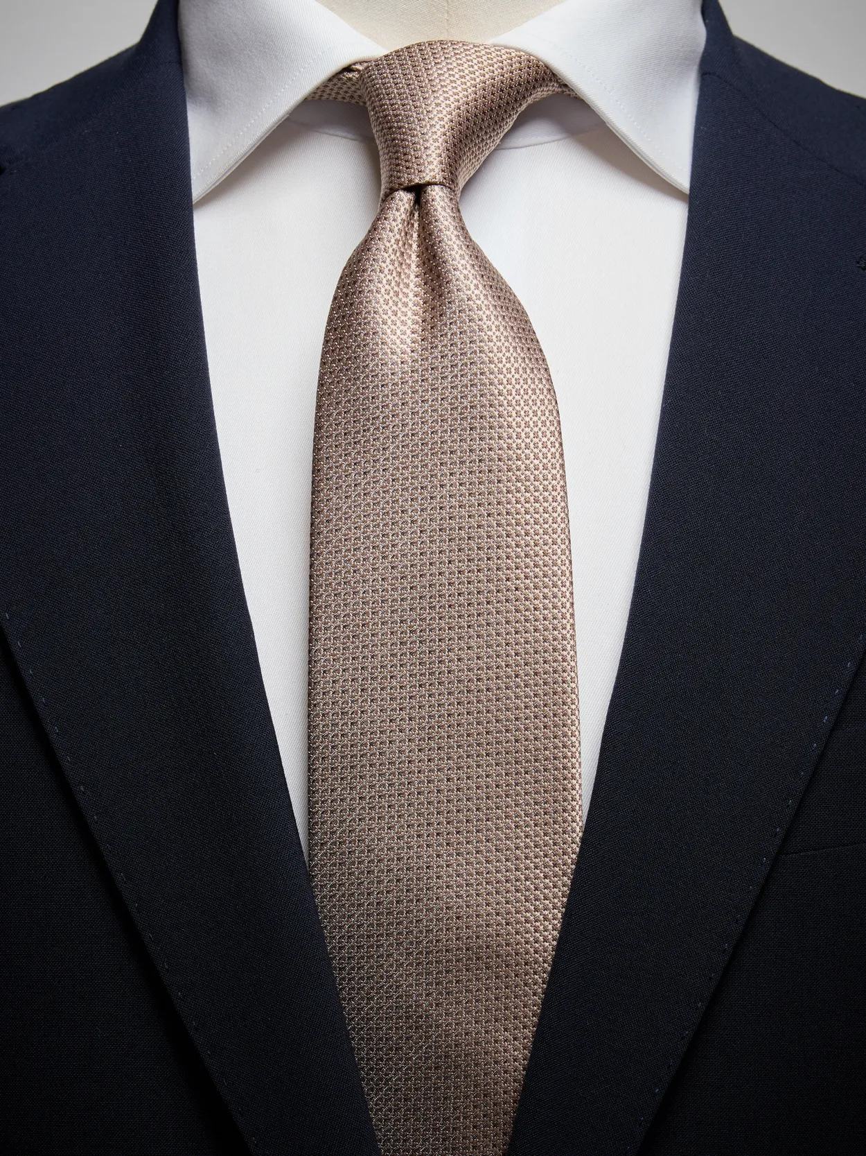 Beige Structure Tie Silk