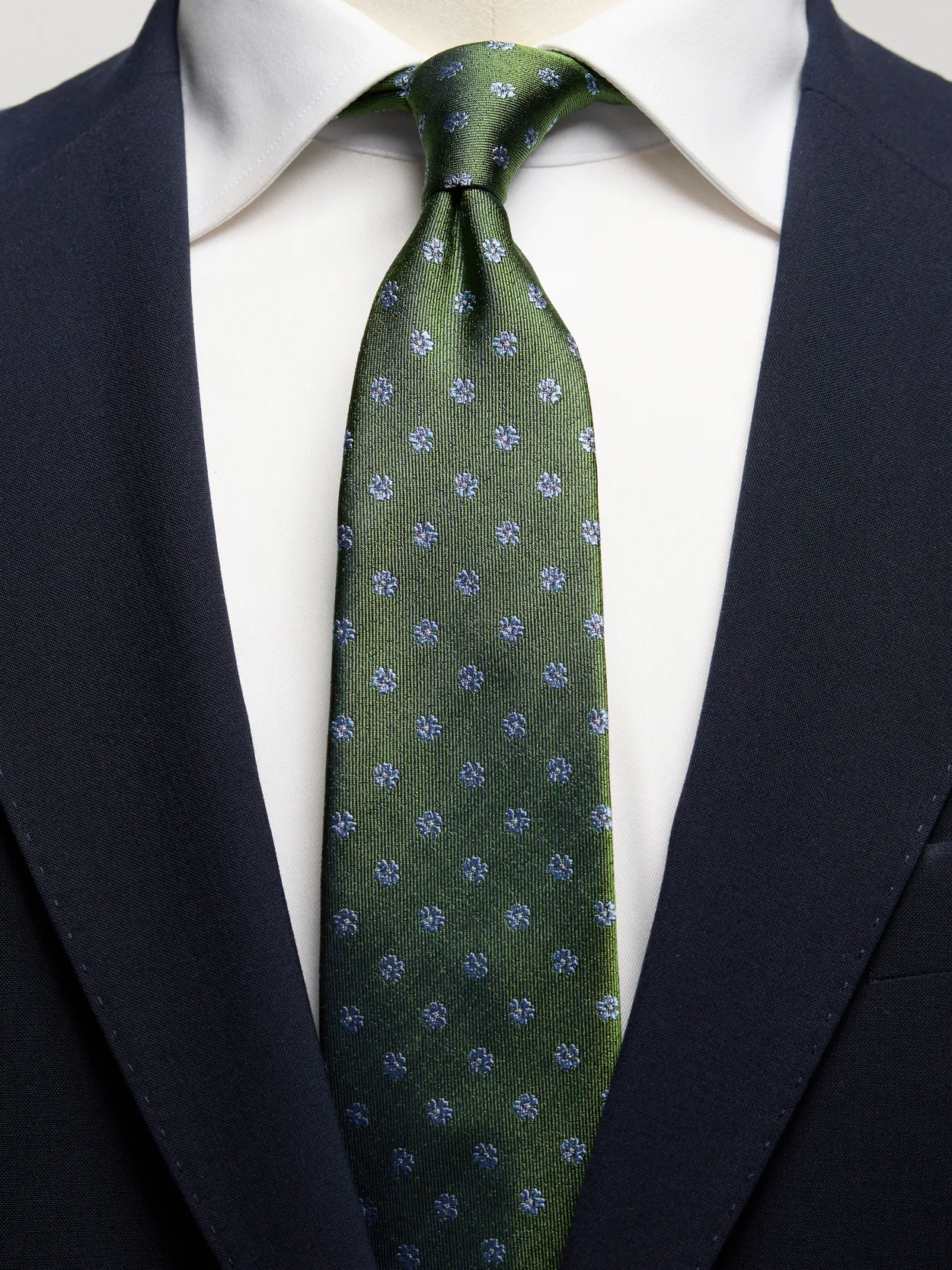 Green Floral Tie Silk