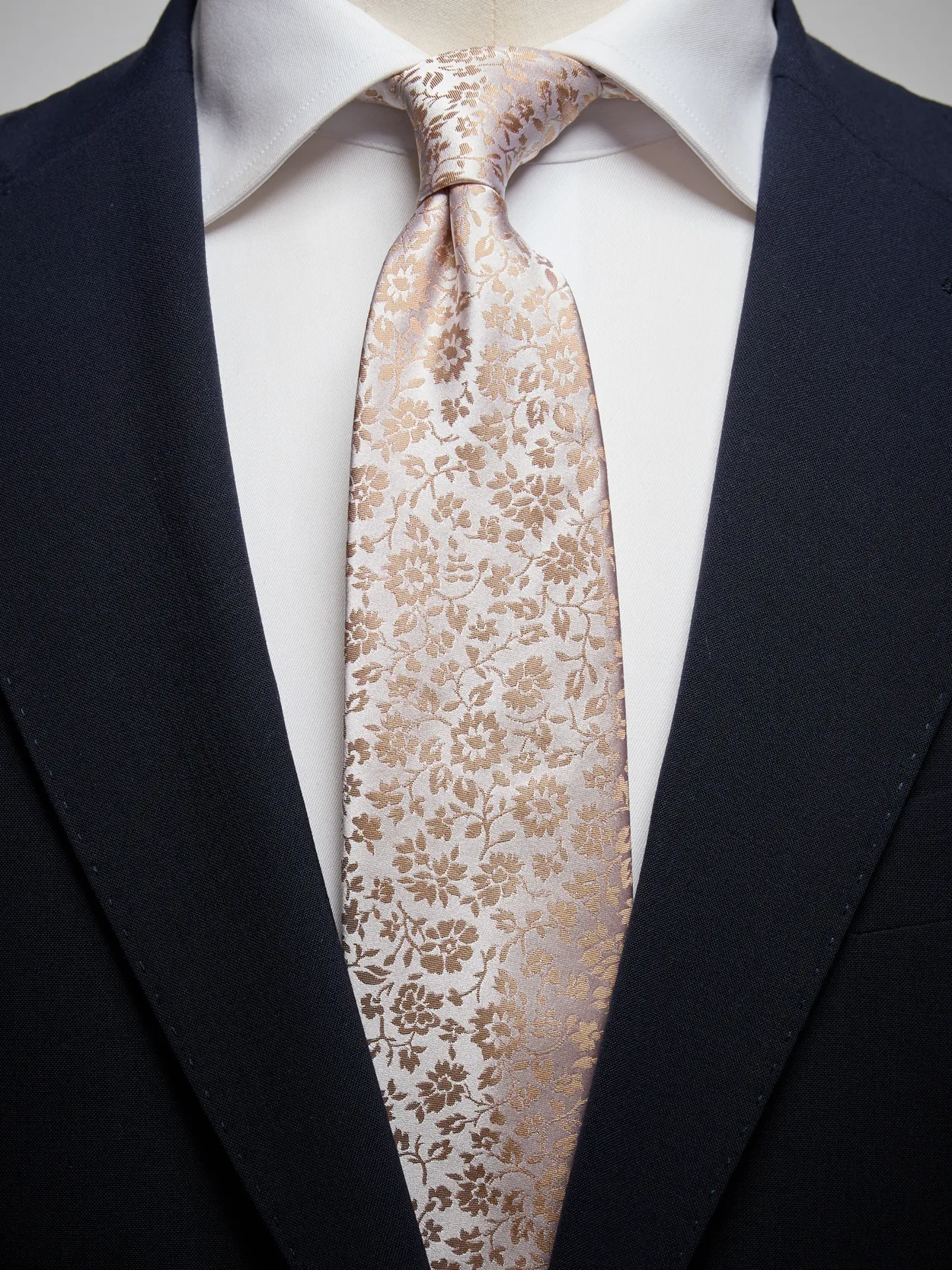 Beige Floral Tie Silk