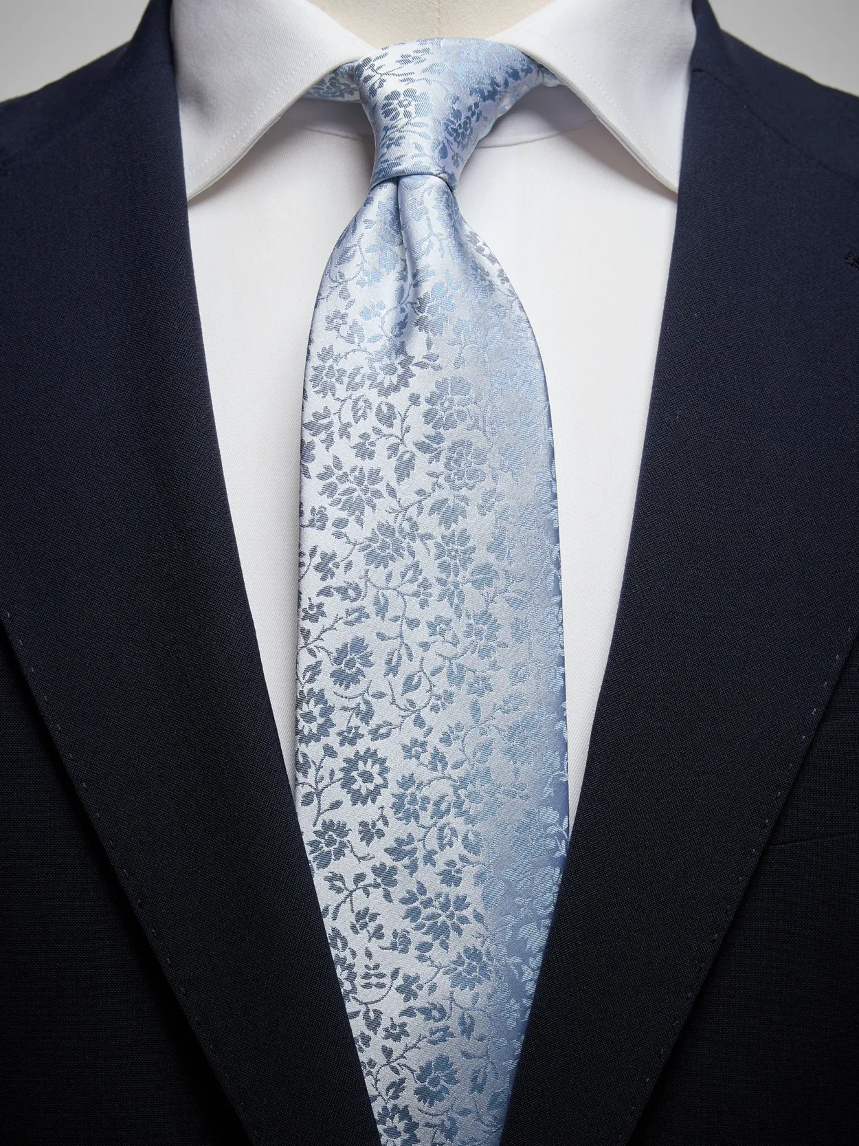 Light Blue Floral Tie Silk