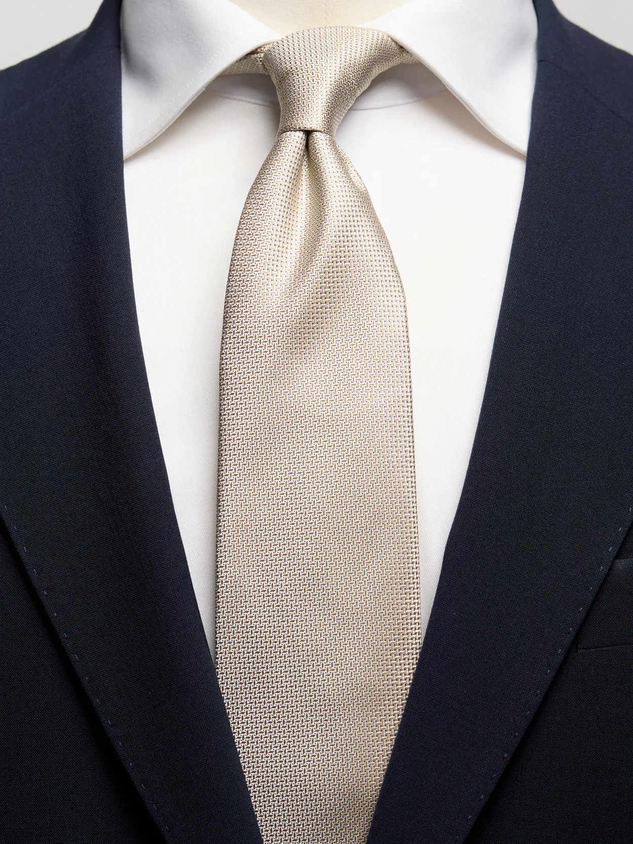 Beige Structure Tie Silk