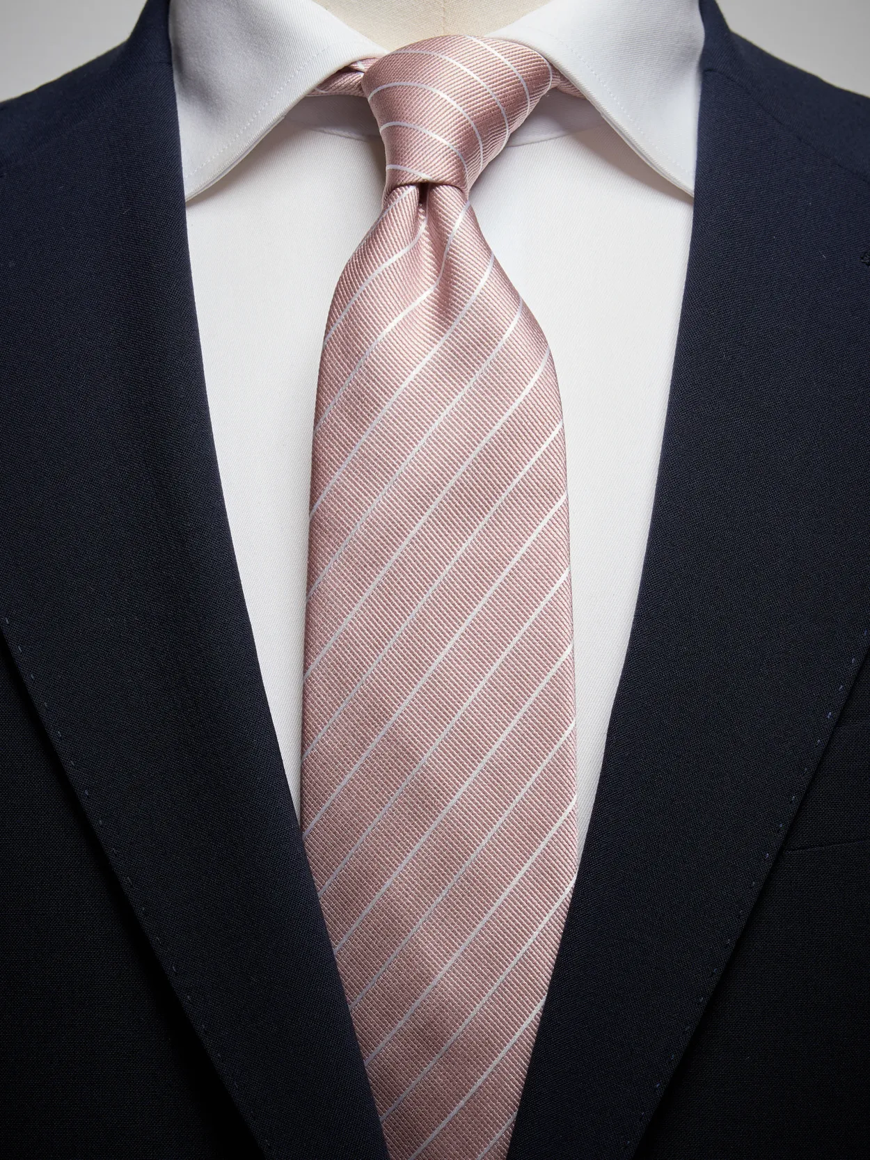 Pink & White Pinstriped Tie Silk