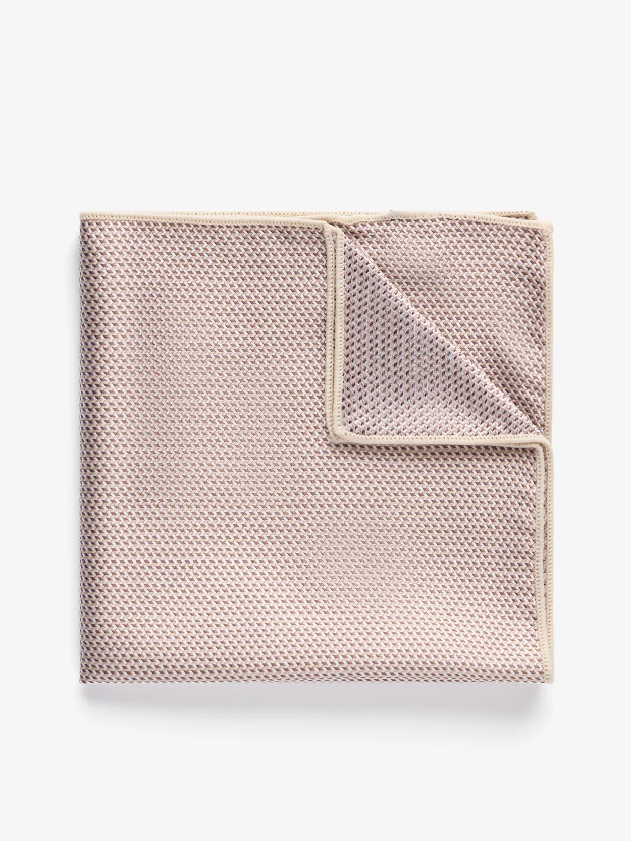 Beige Structure Pocket Square Silk