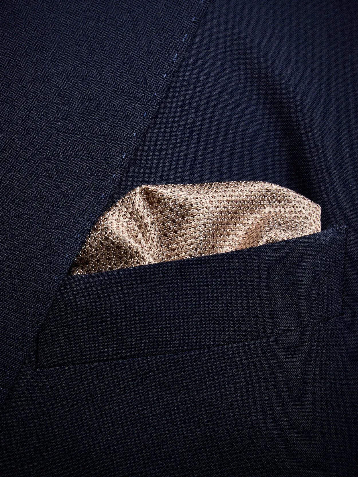 Beige Structure Pocket Square Silk