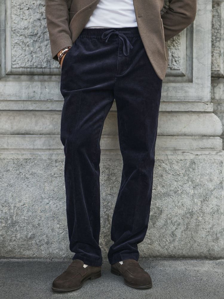 Navy Blue Corduroy Trousers
