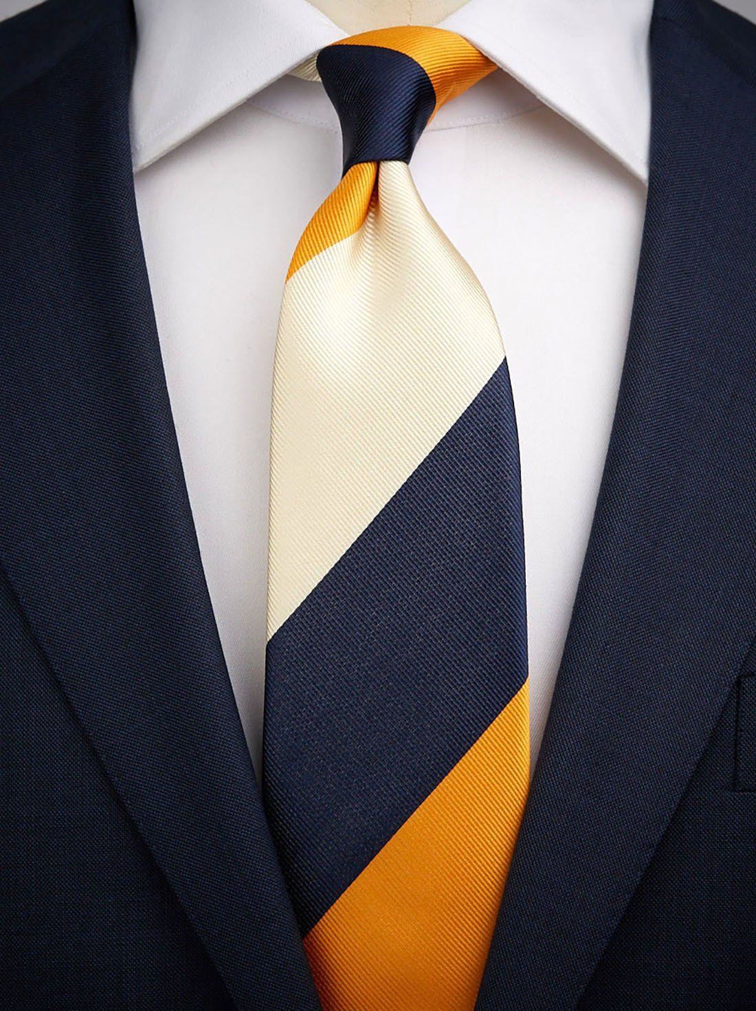 Krawatte in Orange & Blau gestreift