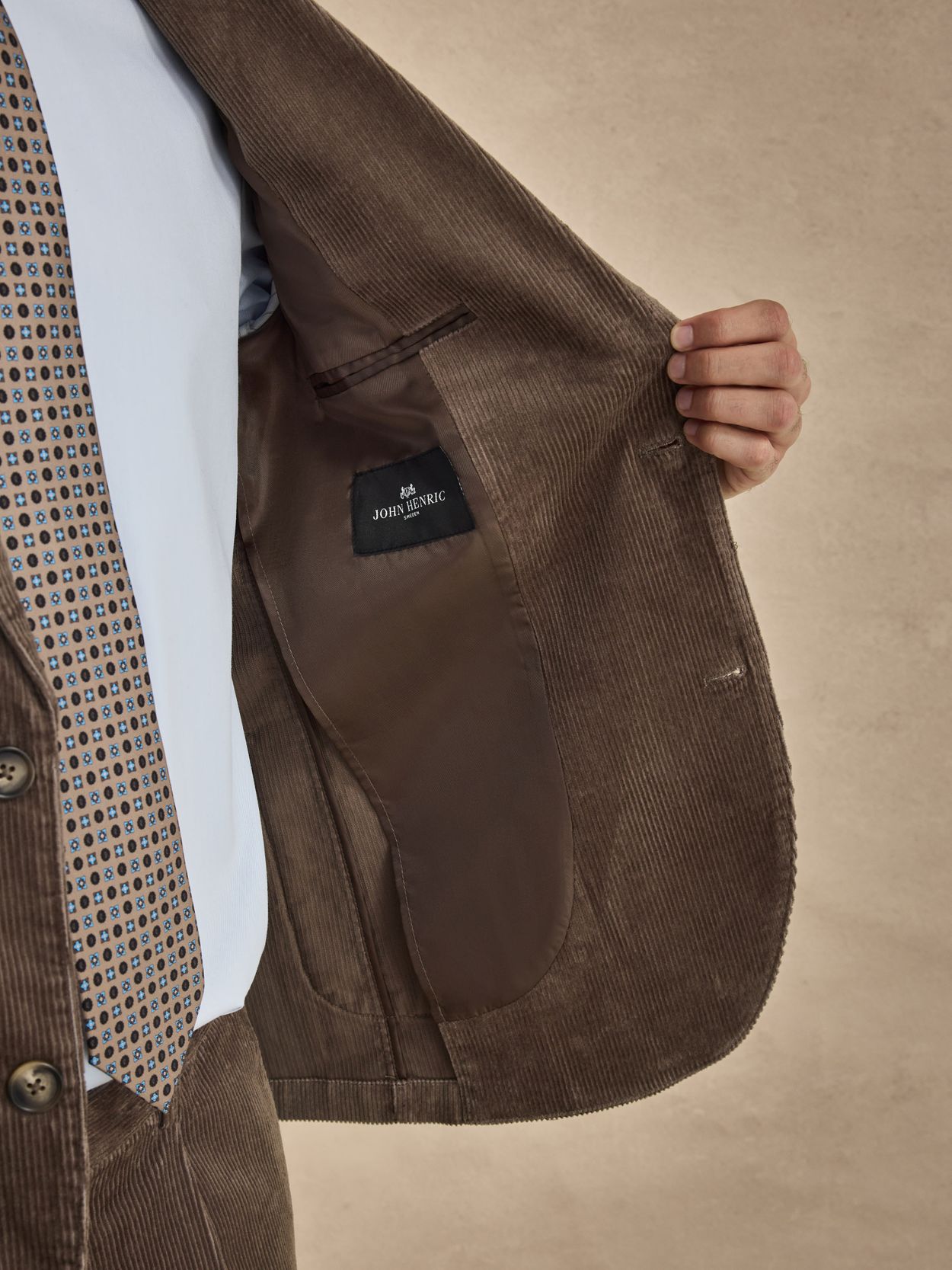 Image number 4 for product Taupe Fløjls Jakkesæt