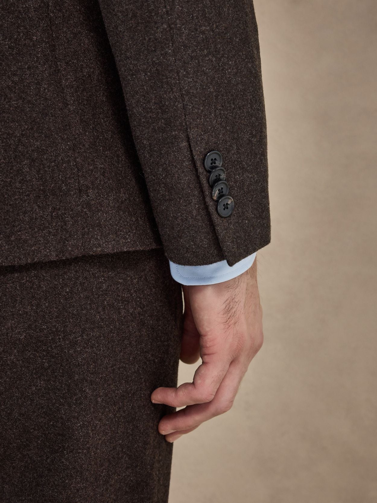 Image number 4 for product Mørkebrun Flannel Jakkesæt