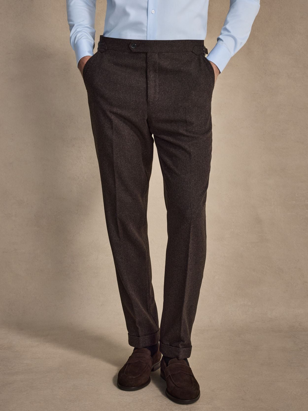 Image number 7 for product Mørkebrun Flannel Jakkesæt