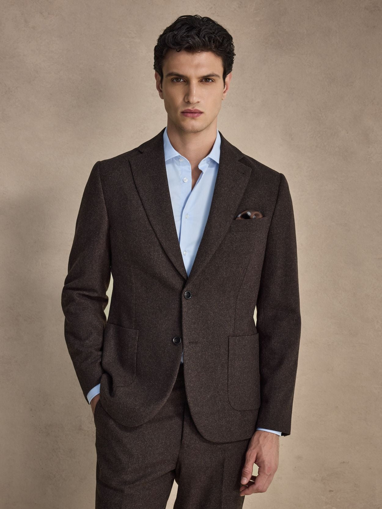 Image number 2 for product Mørkebrun Flannel Jakkesæt