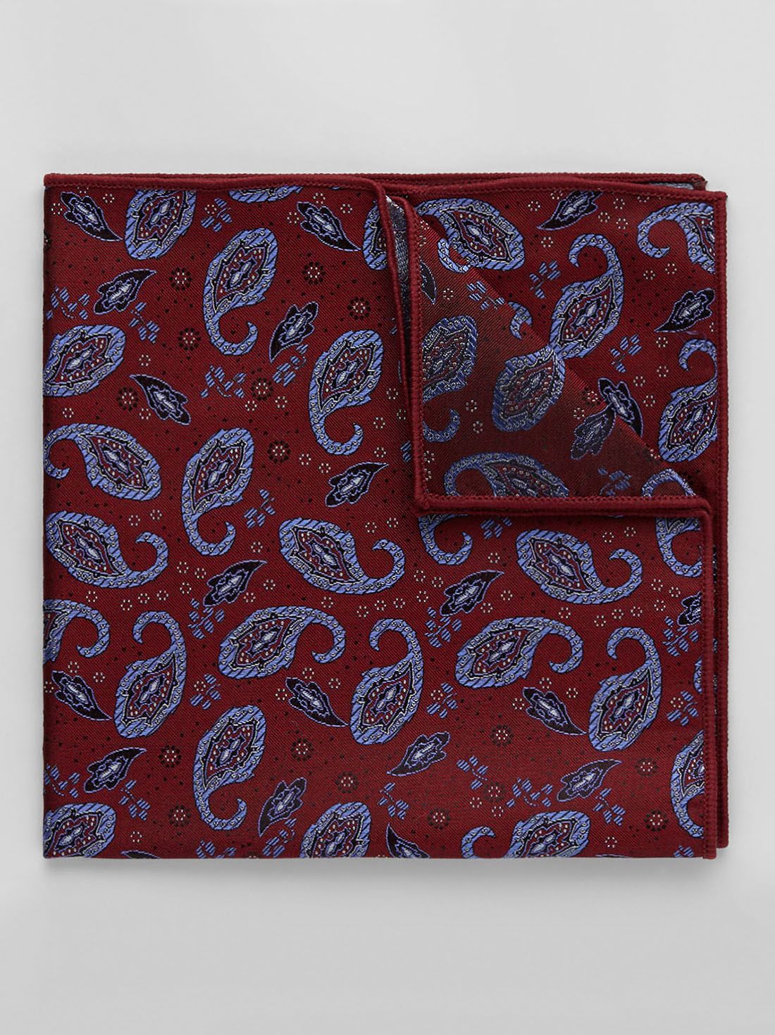 Burgundy Pocket Square Paisley 